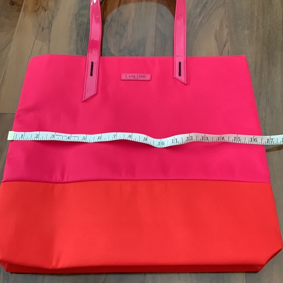 New Lancôme Paris Large Pink Orange Reversible Flamingo Print Shopping Tote NWT - Picture 6 of 8
